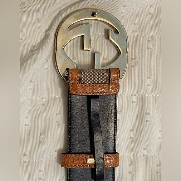 Gucci Beige/Brown GG Canvas and Leather Interlocking G Buckle Belt 80 CM - Picture 7 of 8